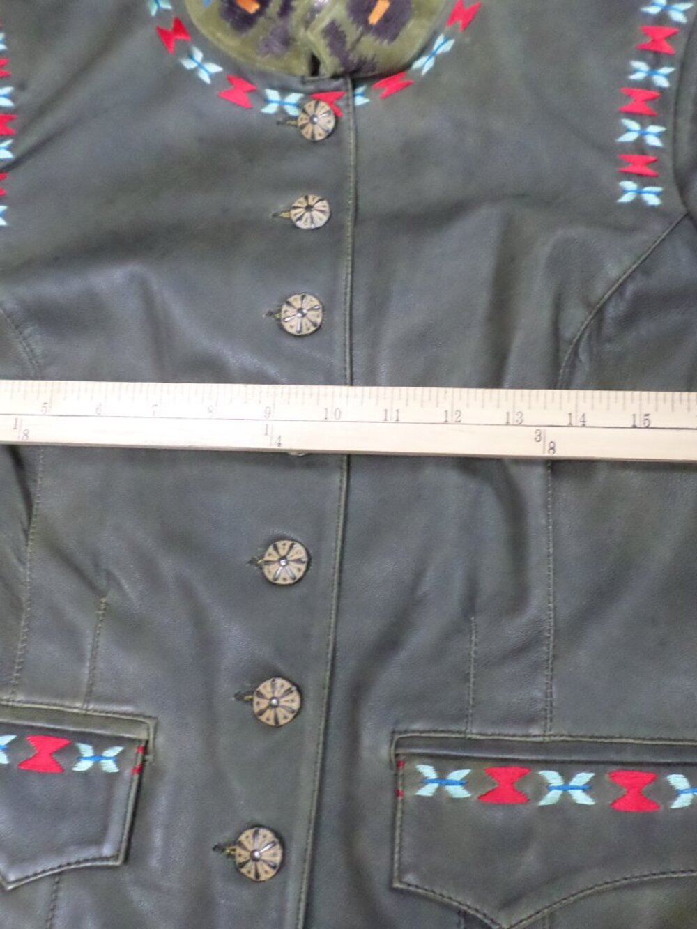 DOUBLE D RANCH Leather Jacket-Brown-Multicolor Embroidery--Women's Small--NWOT - Picture 9 of 10
